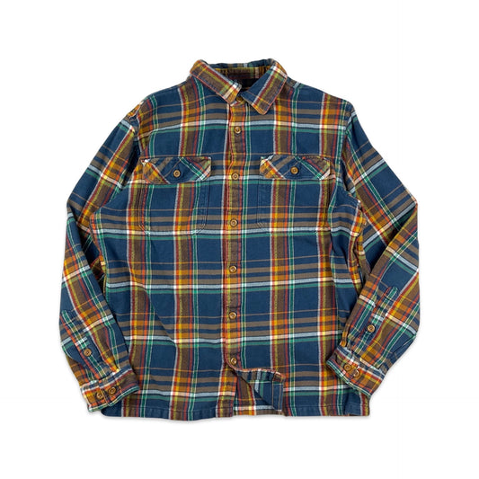 Patagonia Blue & Orange Plaid Flannel Shirt M L