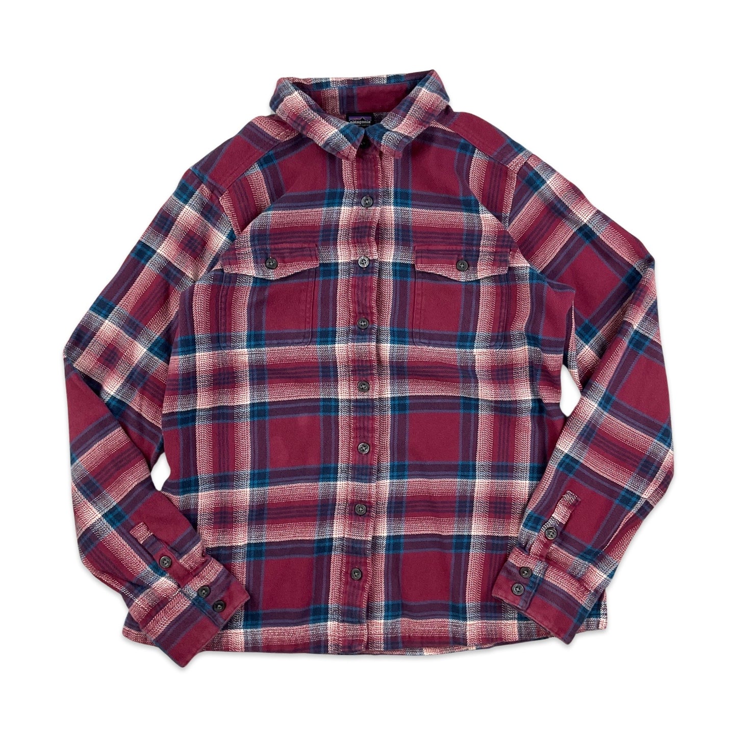 Patagonia Purple & Blue Plaid Flannel Shirt 10 12 14