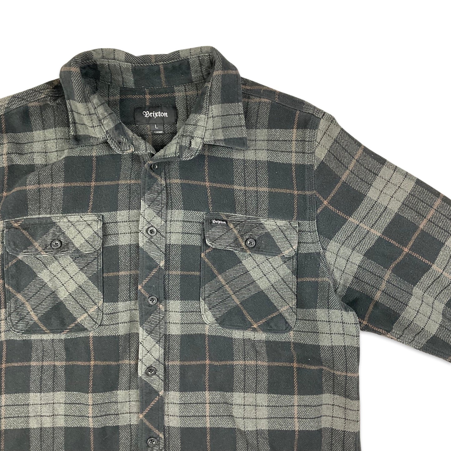 Brixton Black & Grey Plaid Flannel Shirt M L