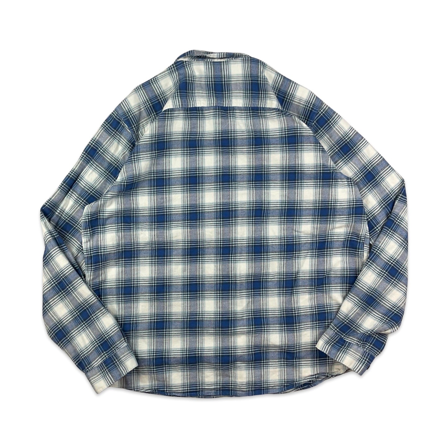 Patagonia White & Blue Plaid Flannel Shirt L XL