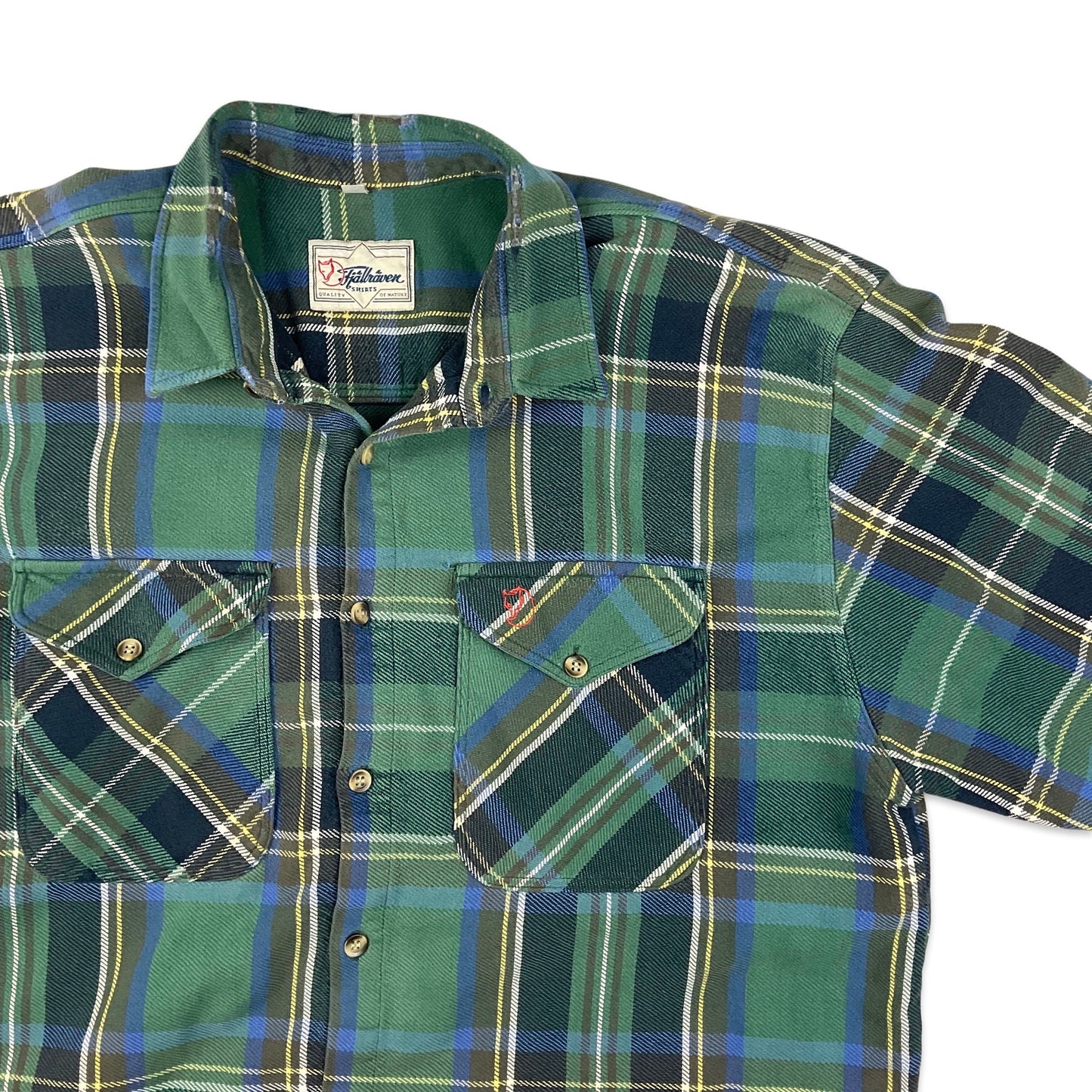 Vintage Fjallraven Blue & Green Plaid Flannel Shirt L XL