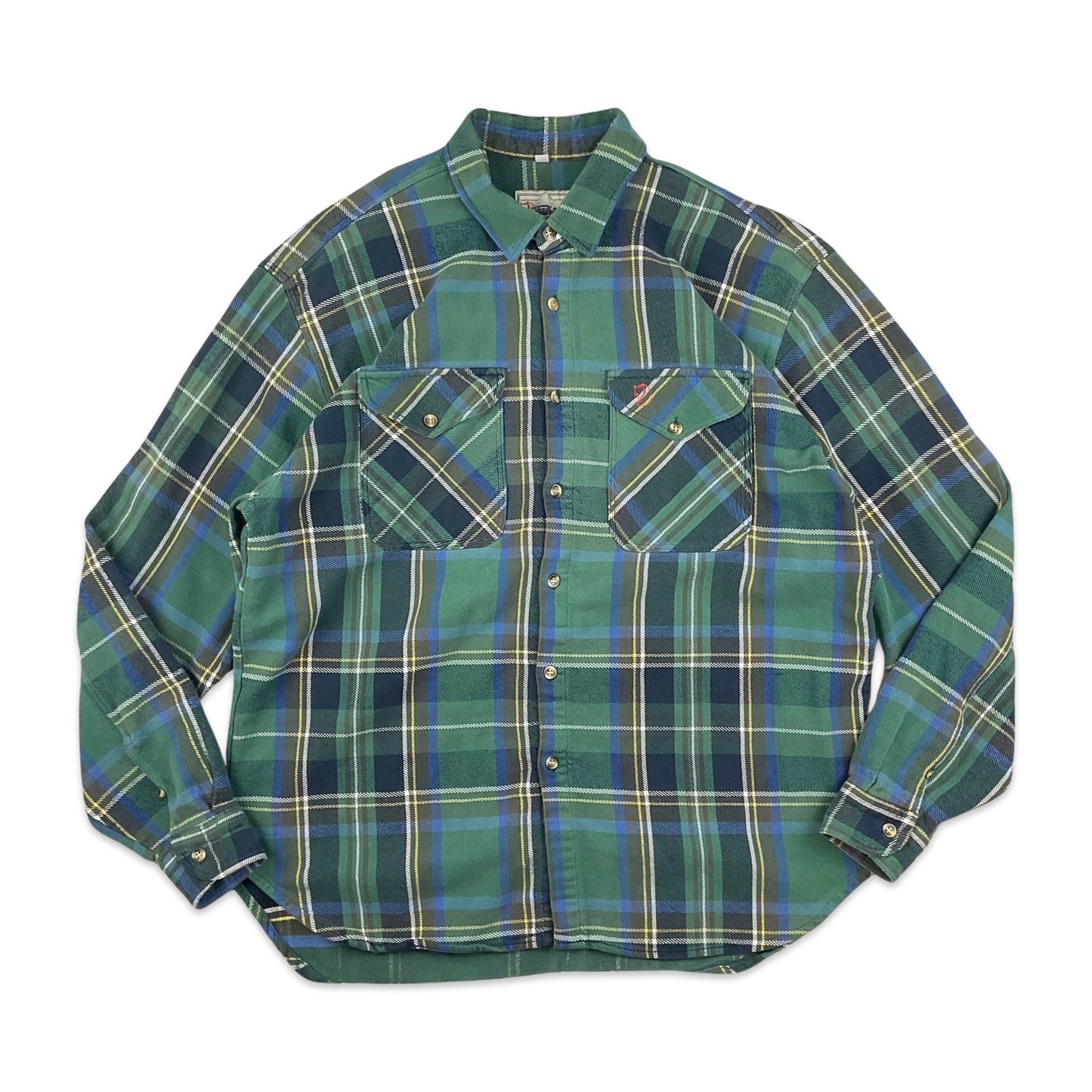 Vintage Fjallraven Blue & Green Plaid Flannel Shirt L XL