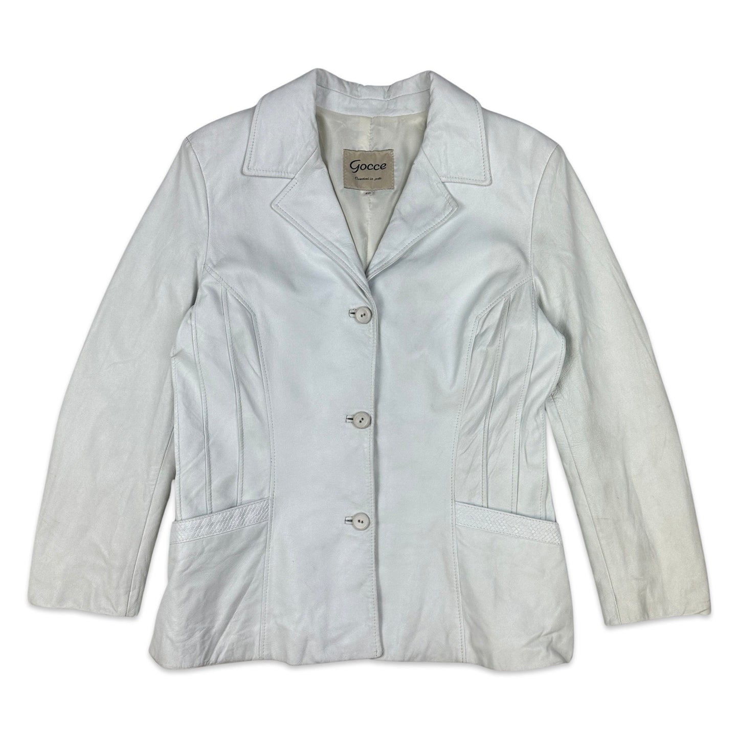 Preloved Y2K Ladies White Leather Jacket 16