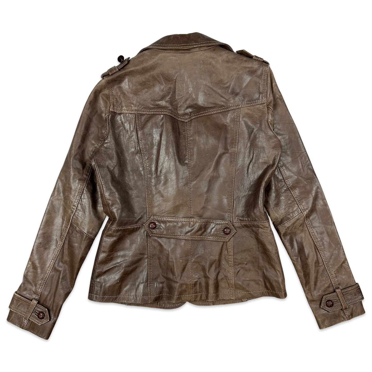 Y2k Brown Leather Coat 10