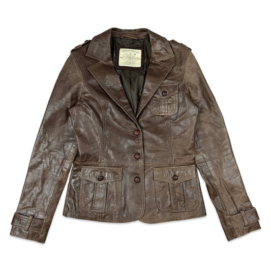 Y2k Brown Leather Coat 10