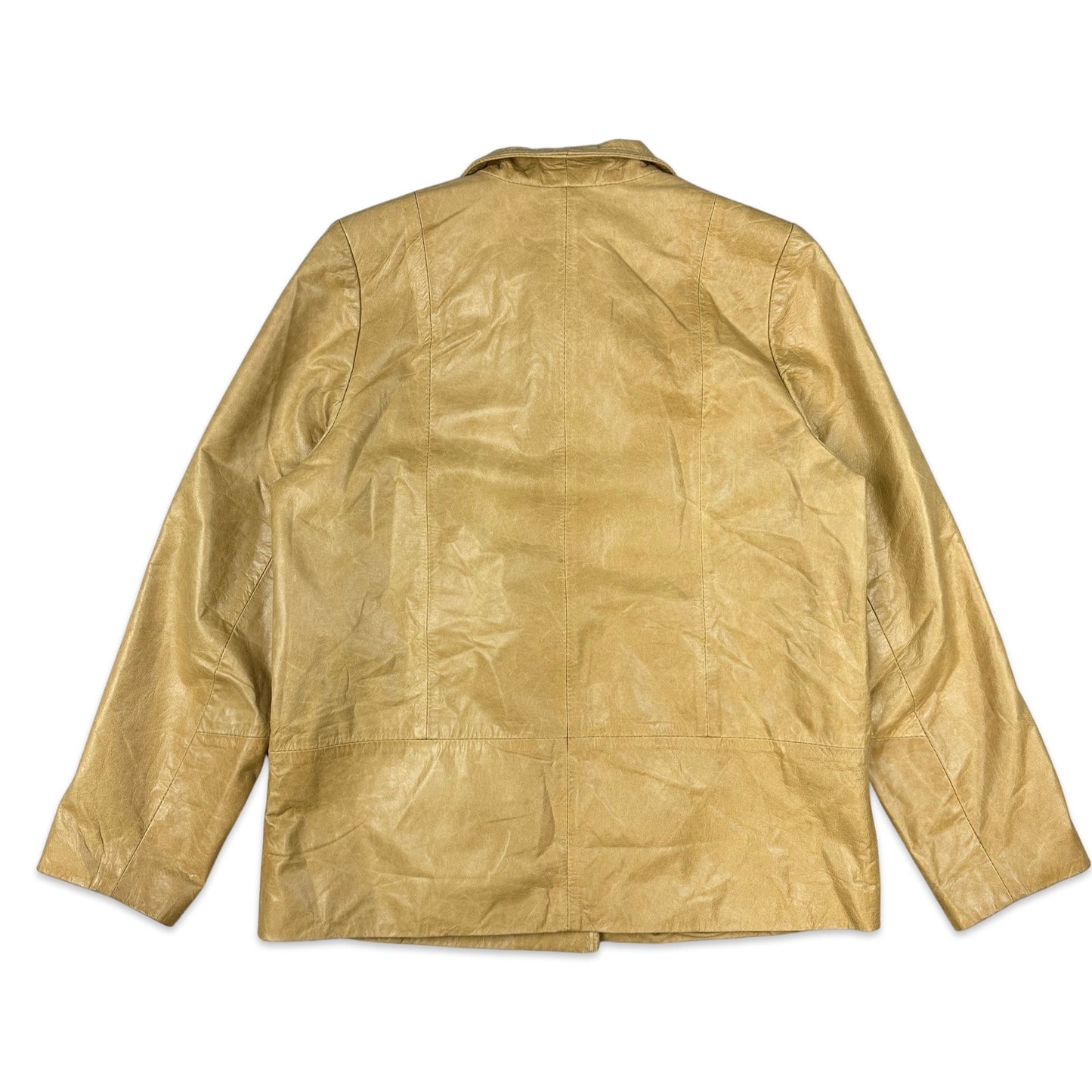 Y2K Vintage Beige Leather Jacket 14