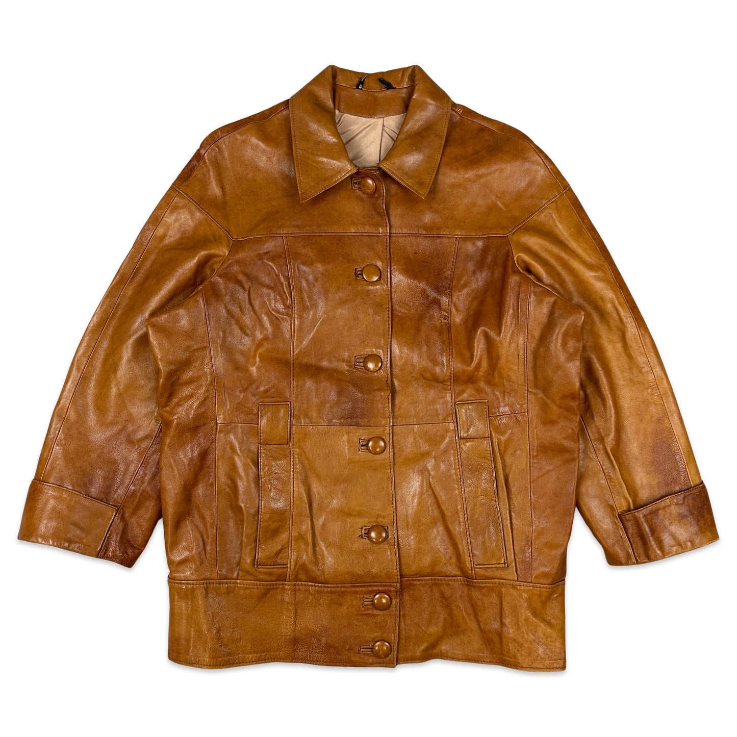 90s Vintage Tan Leather Jacket 16