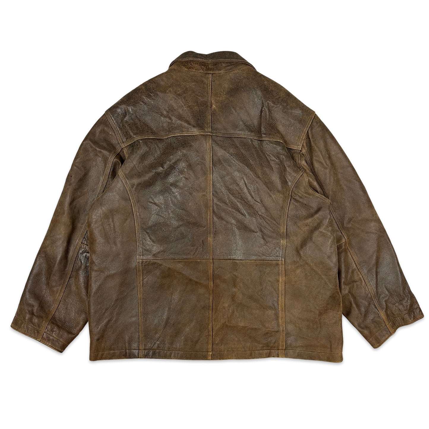 Y2K Vintage Brown Leather Coat 4XL