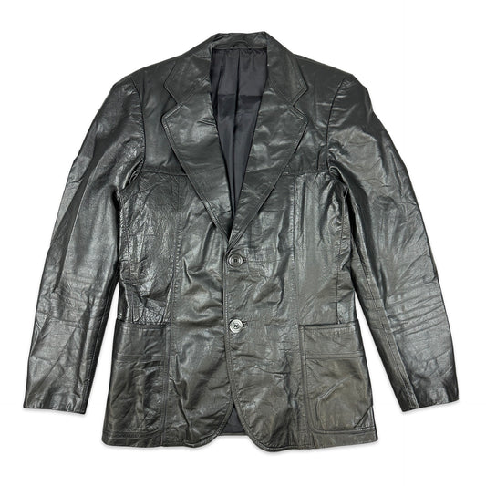Vintage Black Leather Blazer 10