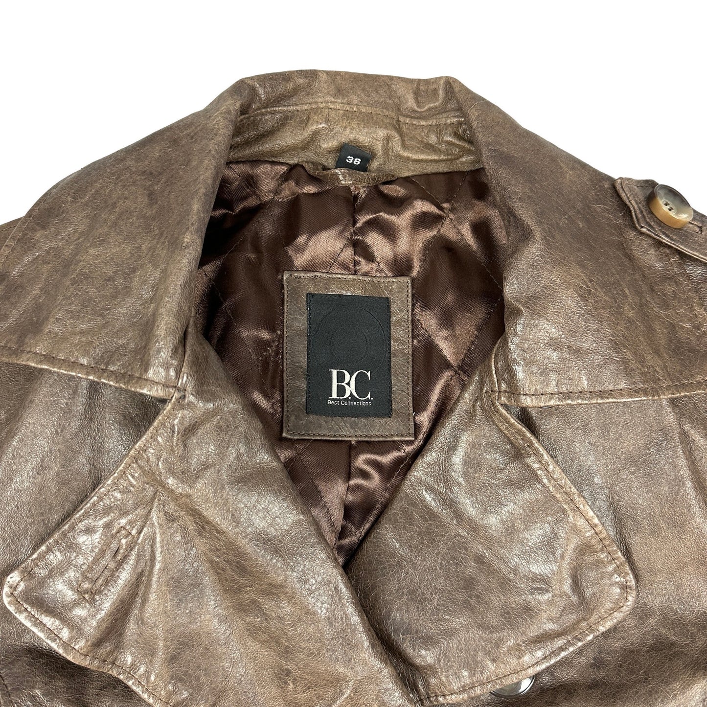 Vintage Brown Leather Trench Coat 12