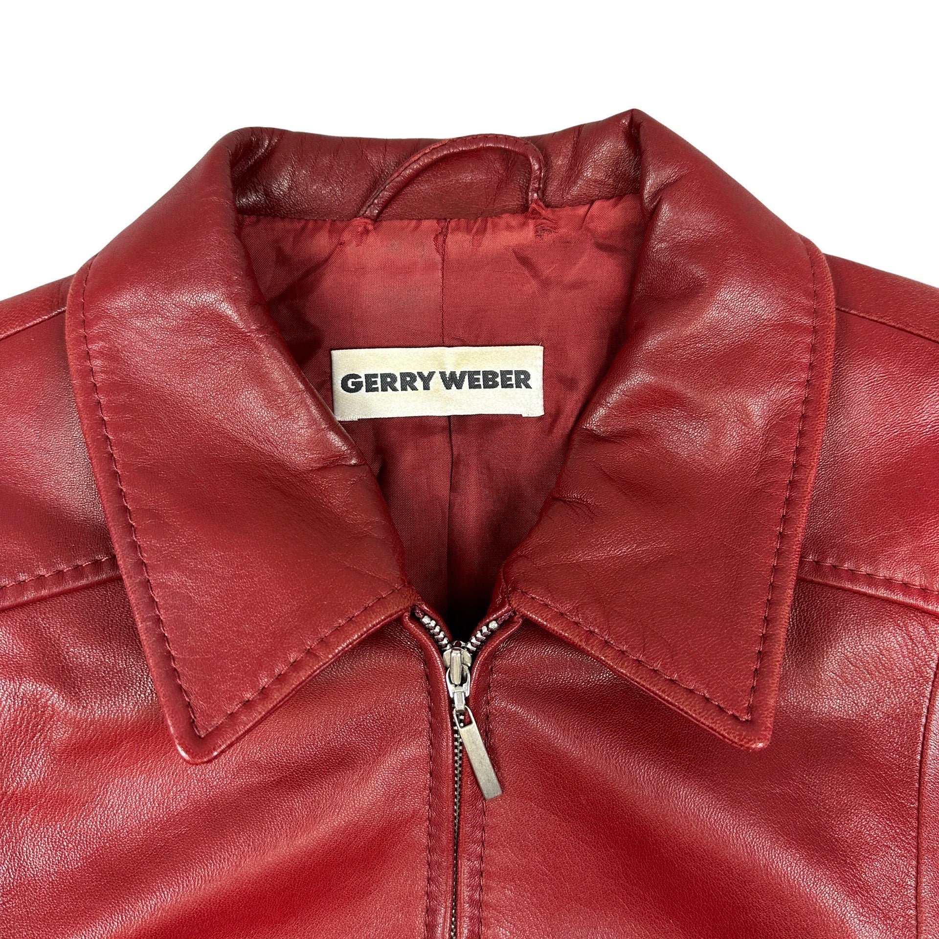 Y2K Vintage Gerry Weber Red Leather Jacket 14 16 – Worth The