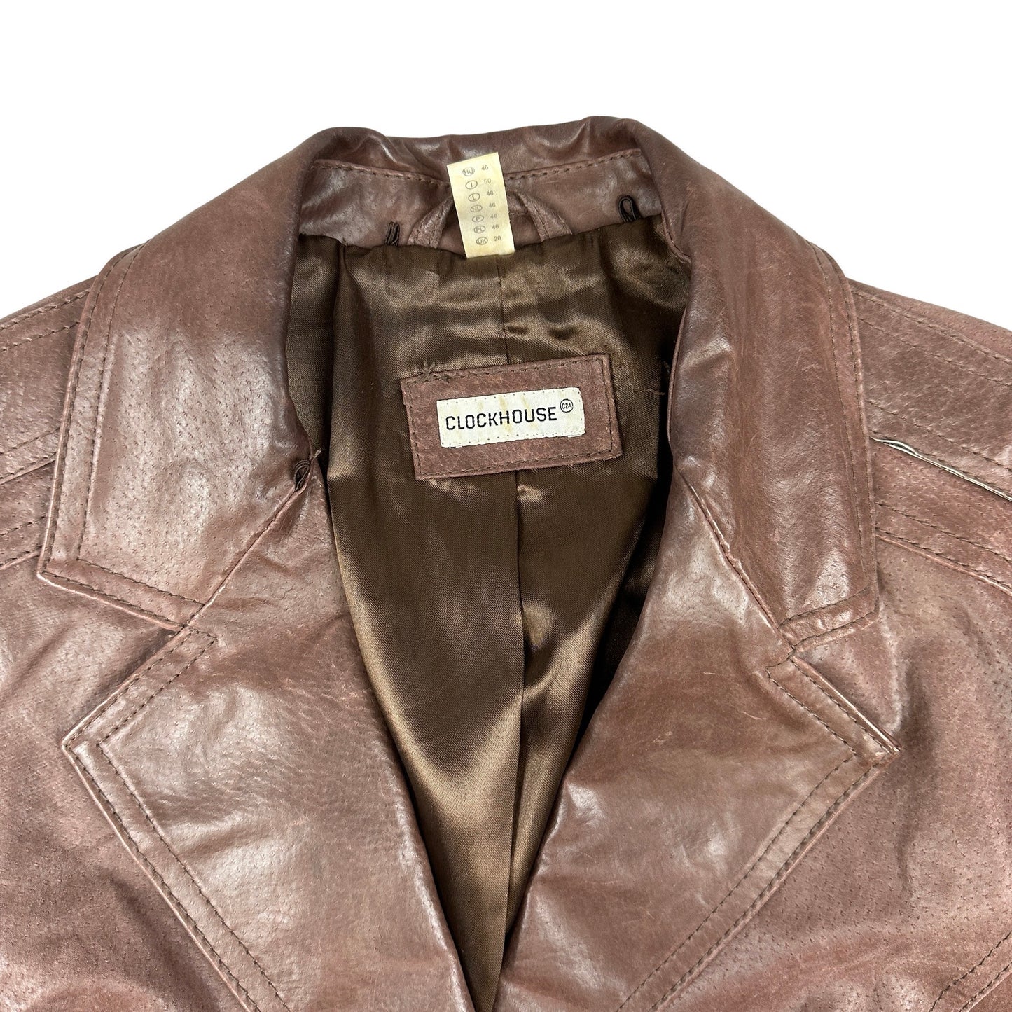 Y2K Vintage Brown Leather Jacket 18 20