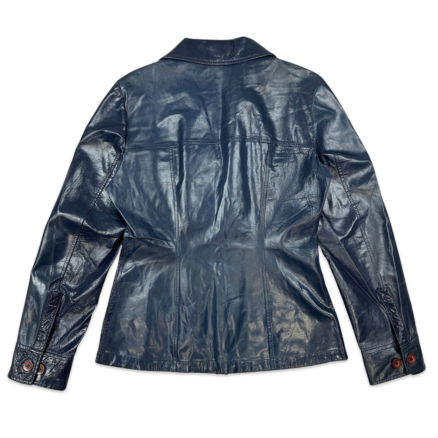 Vintage Blue Leather Jacket 8 10