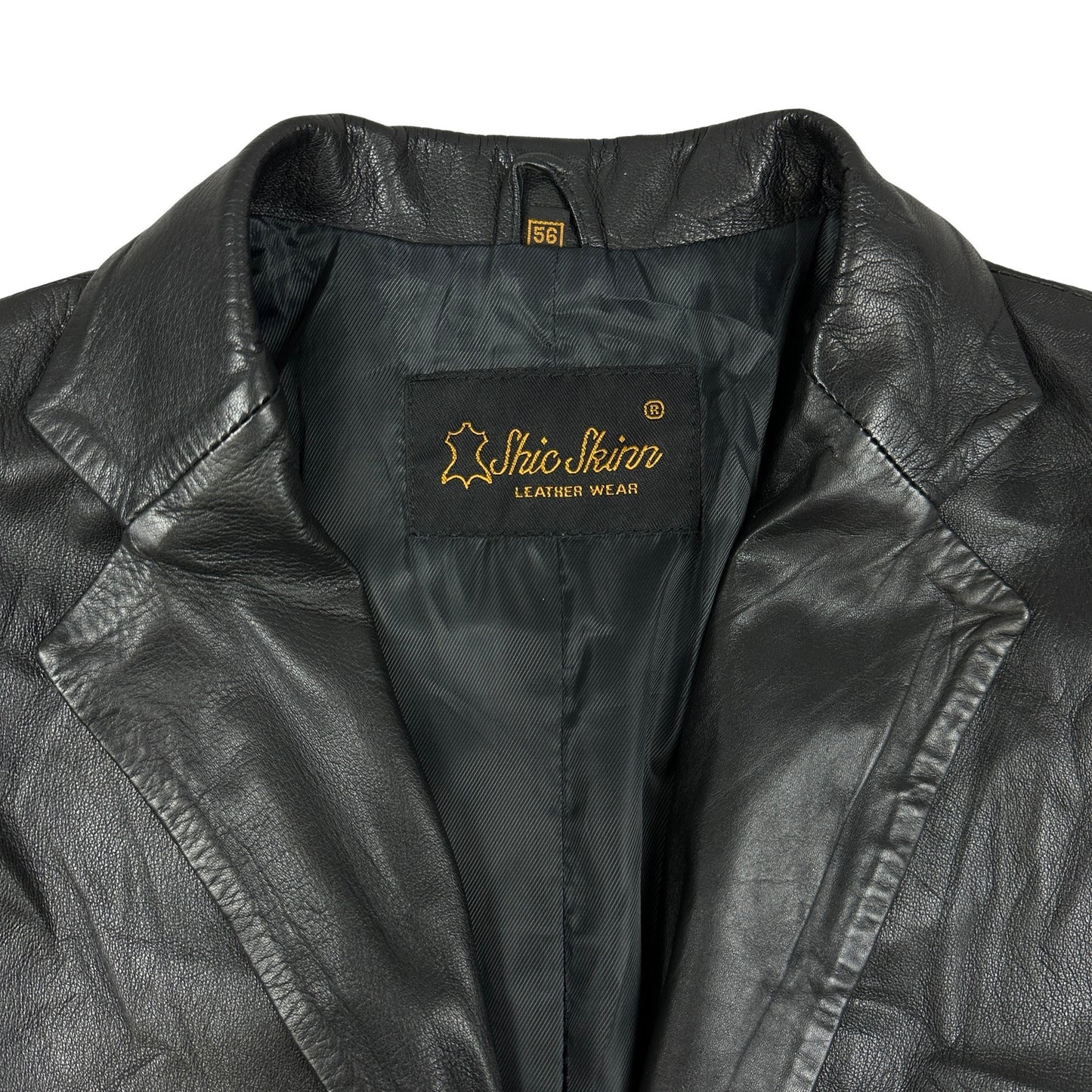 90s Vintage Black Leather Coat XL