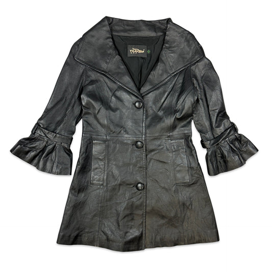 Y2K Vintage Black Leather Jacket 6 8