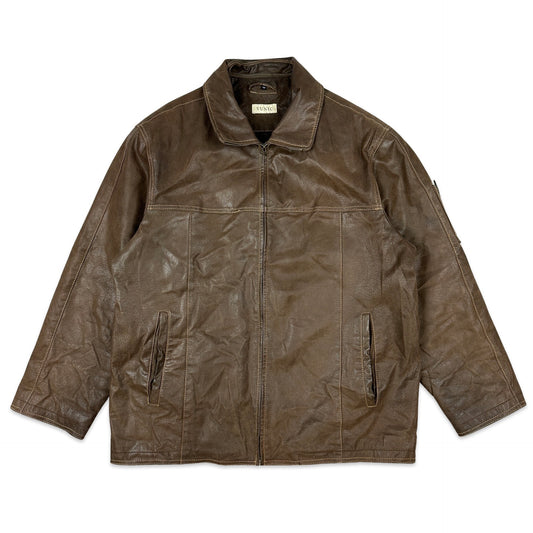 Vintage Brown Leather Jacket 2XL