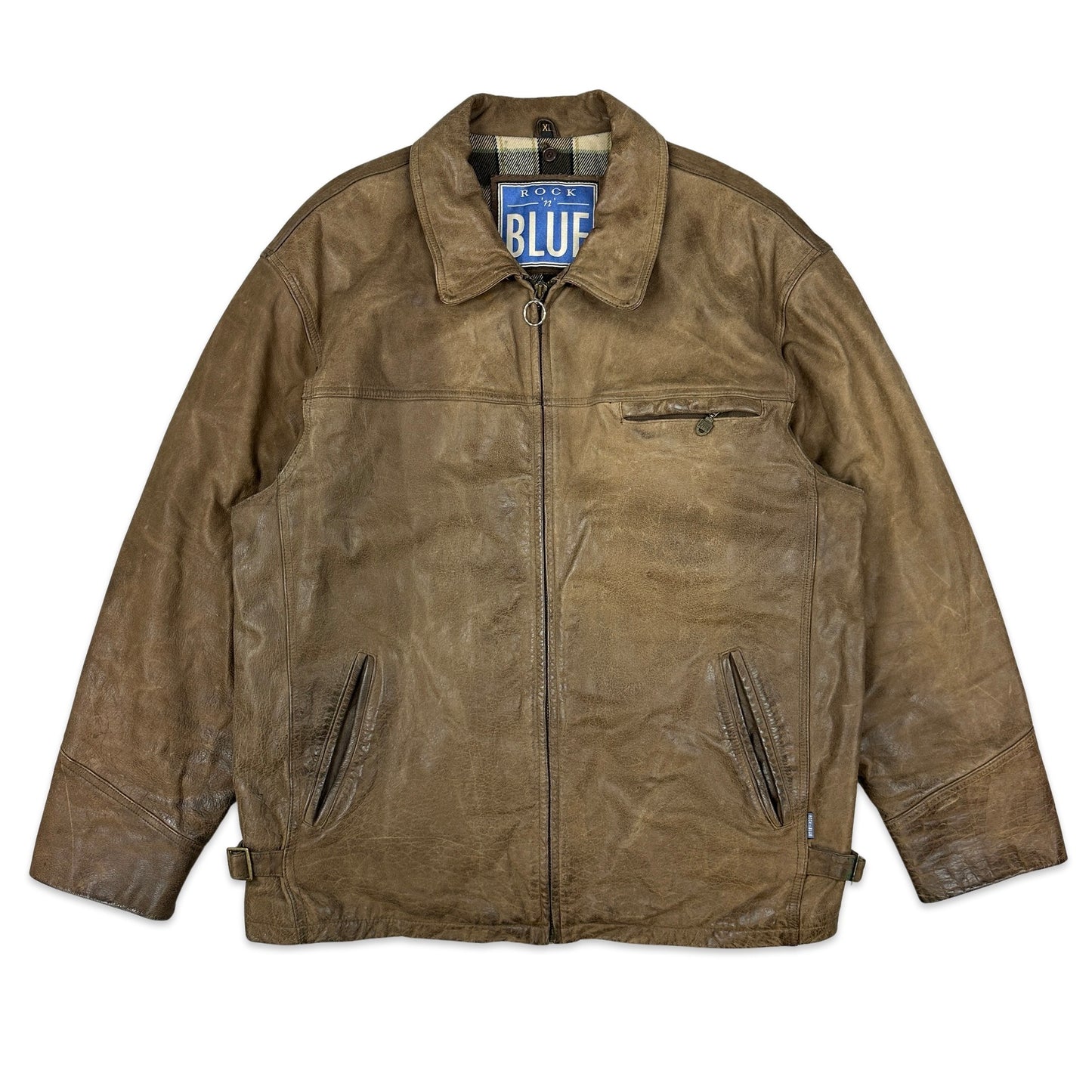90s Vintage Brown Leather Jacket XL