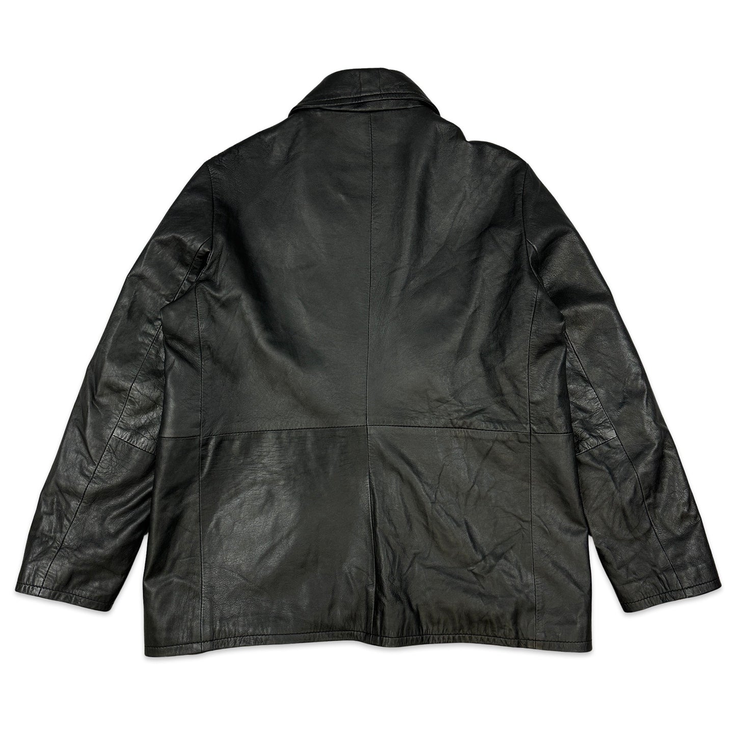 90s Vintage Black Leather Jacket 16