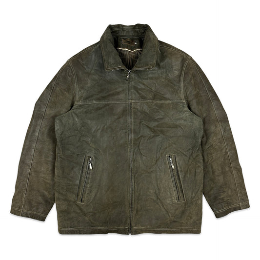Vintage Brown Leather Bomber Jacket L