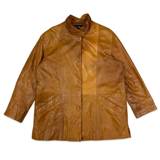 Vintage Tan Leather Jacket 12 14 16