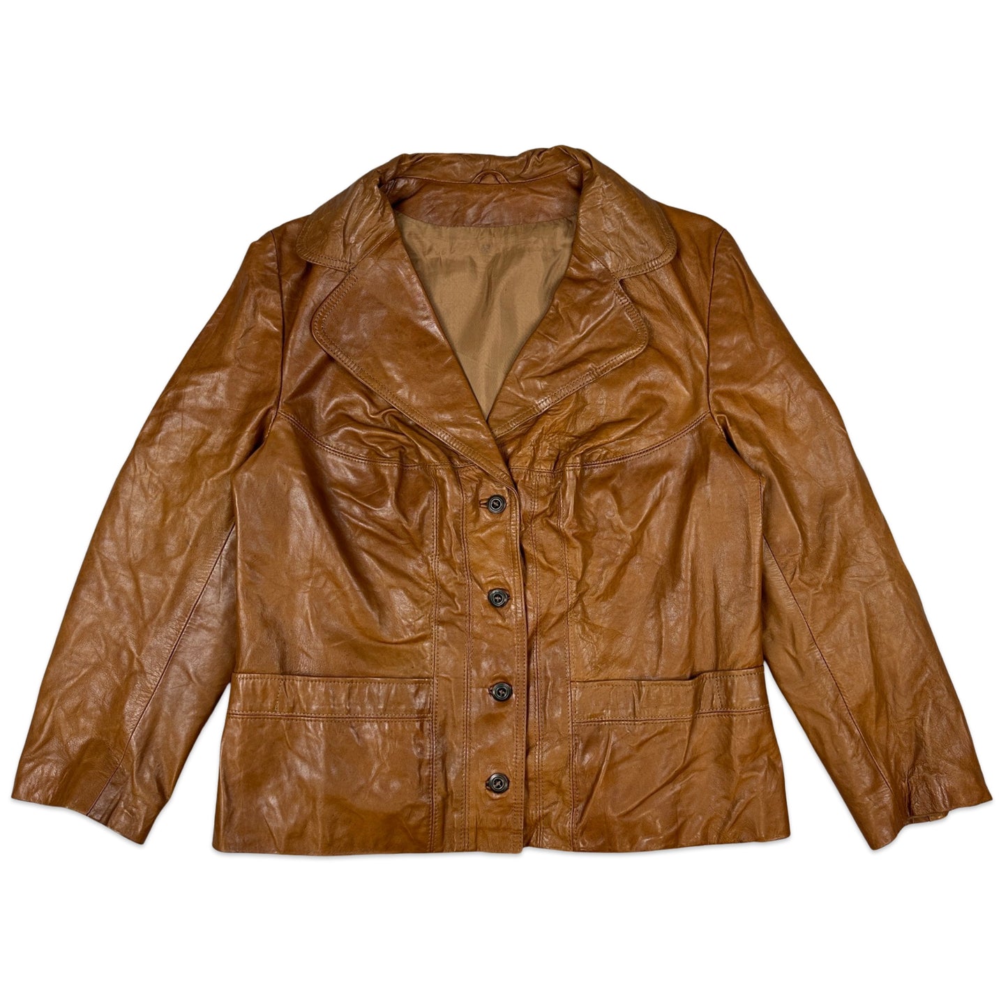 90s Vintage Tan Leather Jacket 20