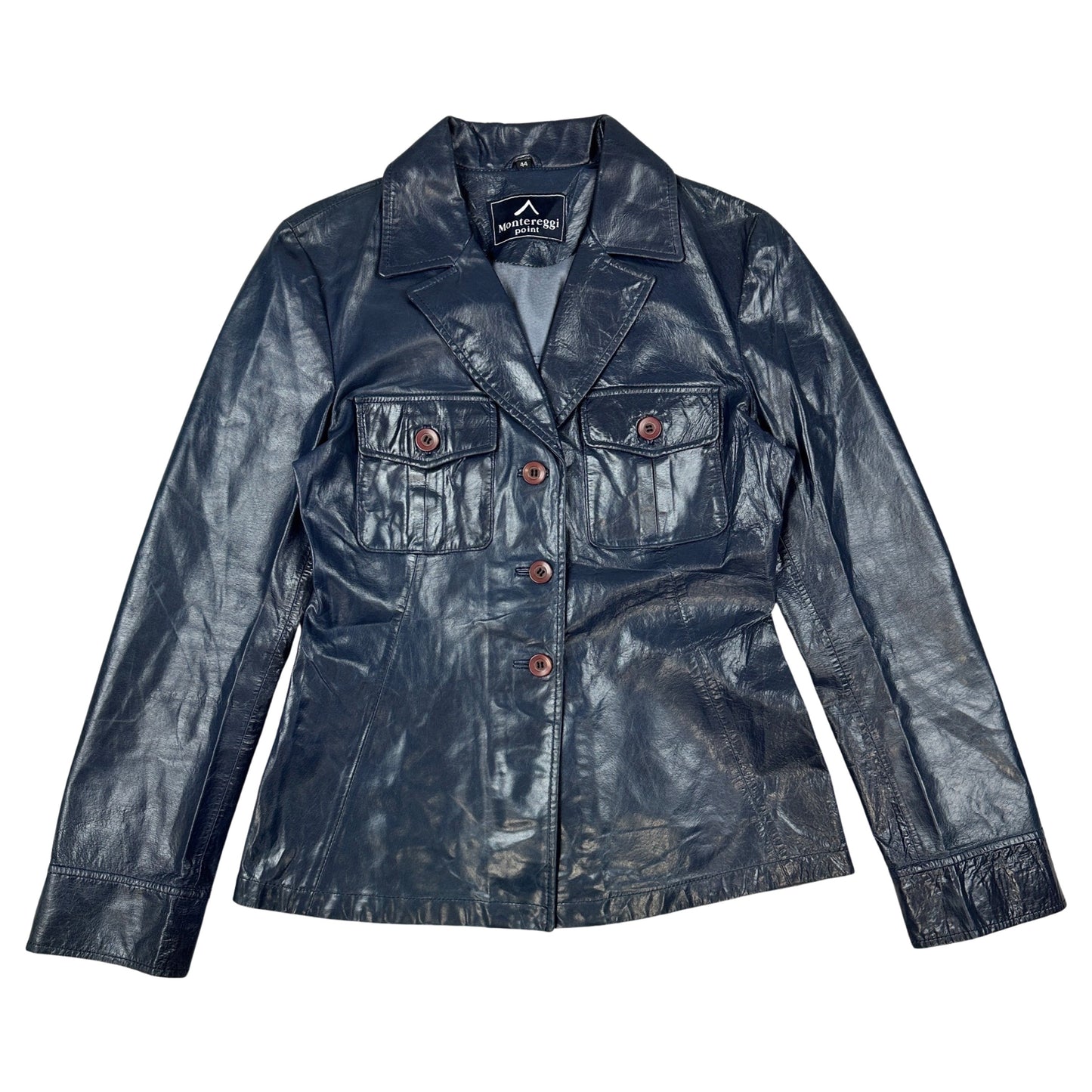 Vintage Blue Leather Jacket 8 10
