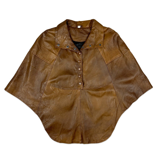 Vintage Brown Leather Cape 8 10