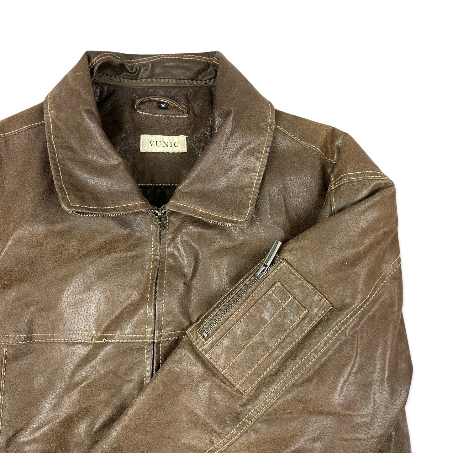 Vintage Brown Leather Jacket 2XL