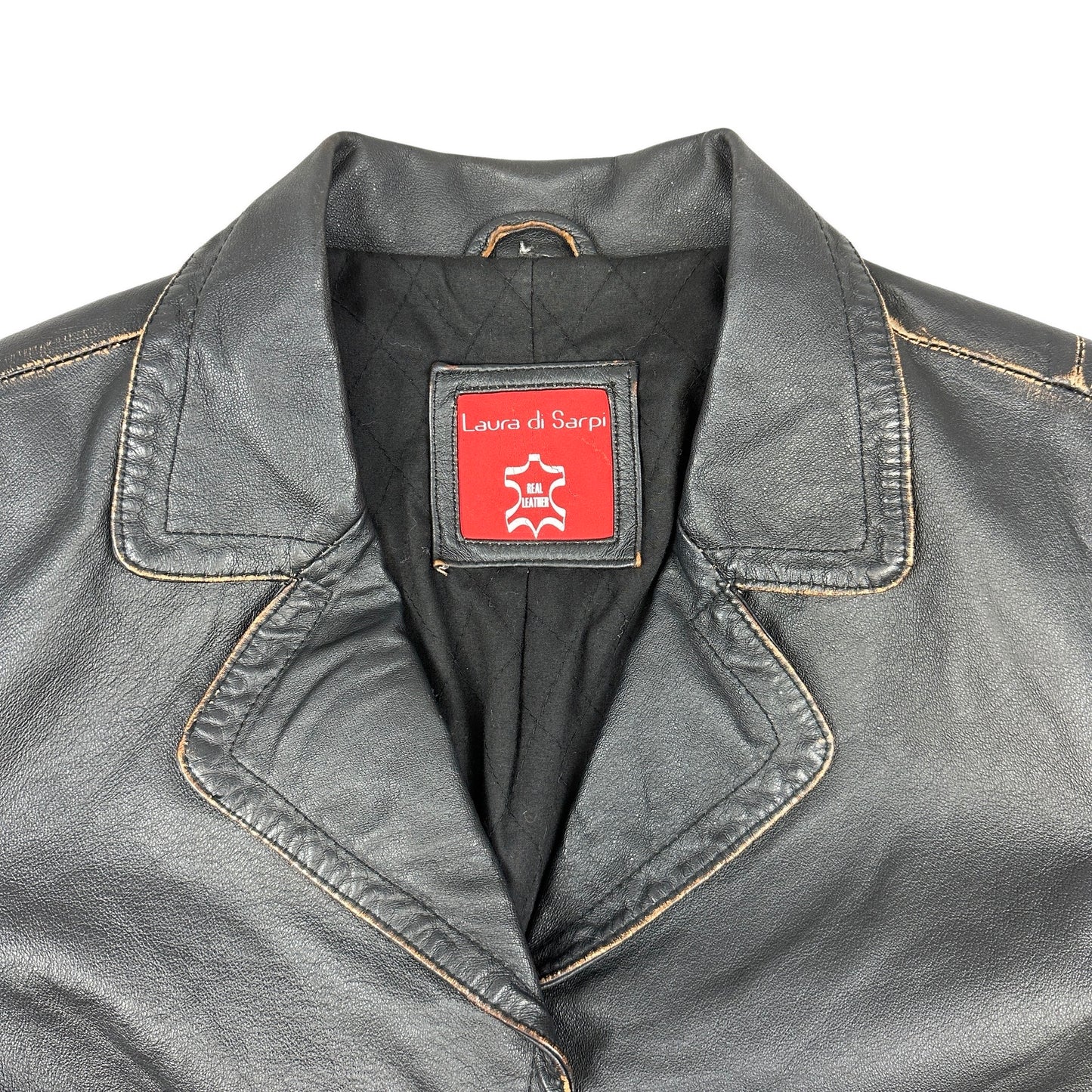 Y2K Vintage Black Leather Jacket 14 16