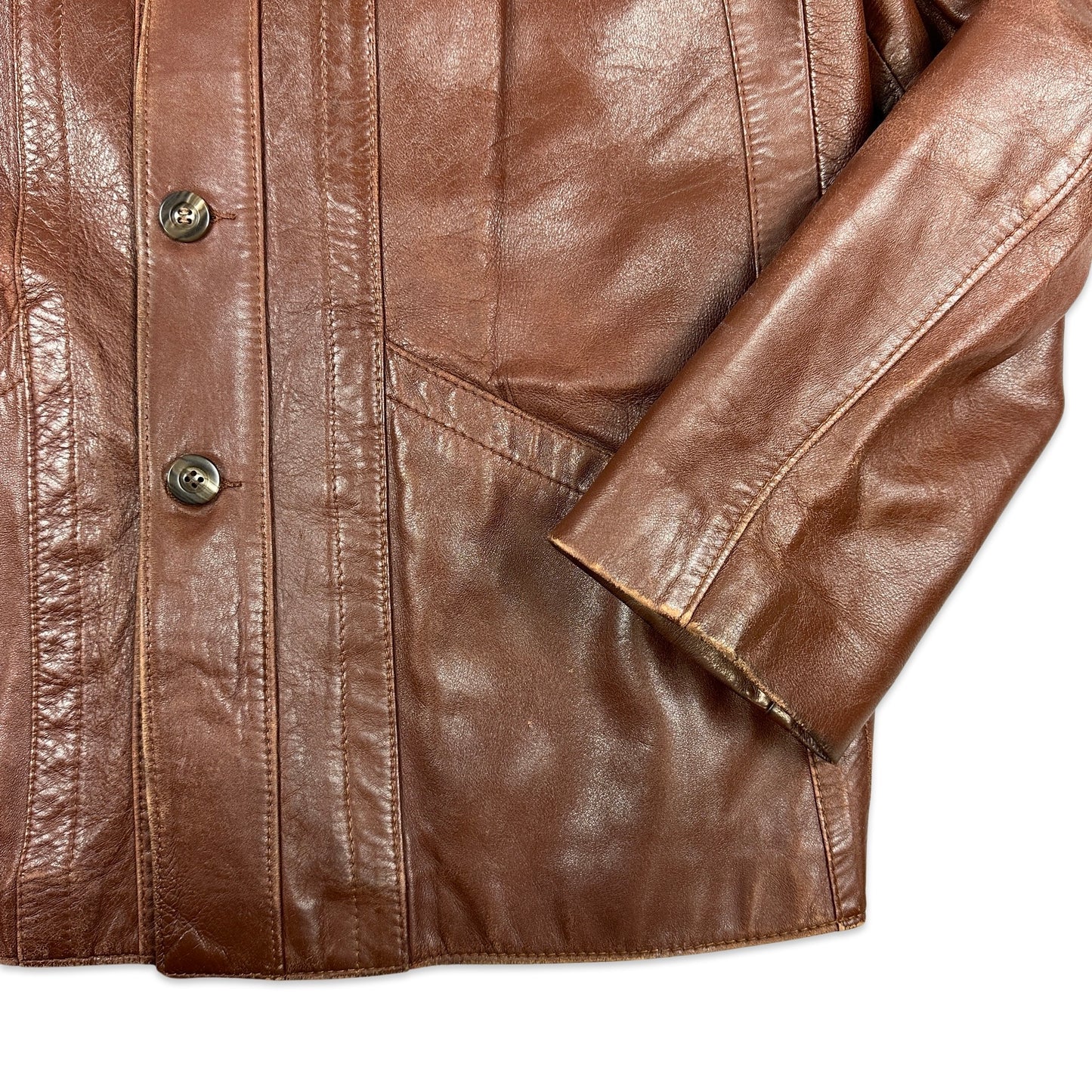 80s Vintage Brown Leather Jacket L