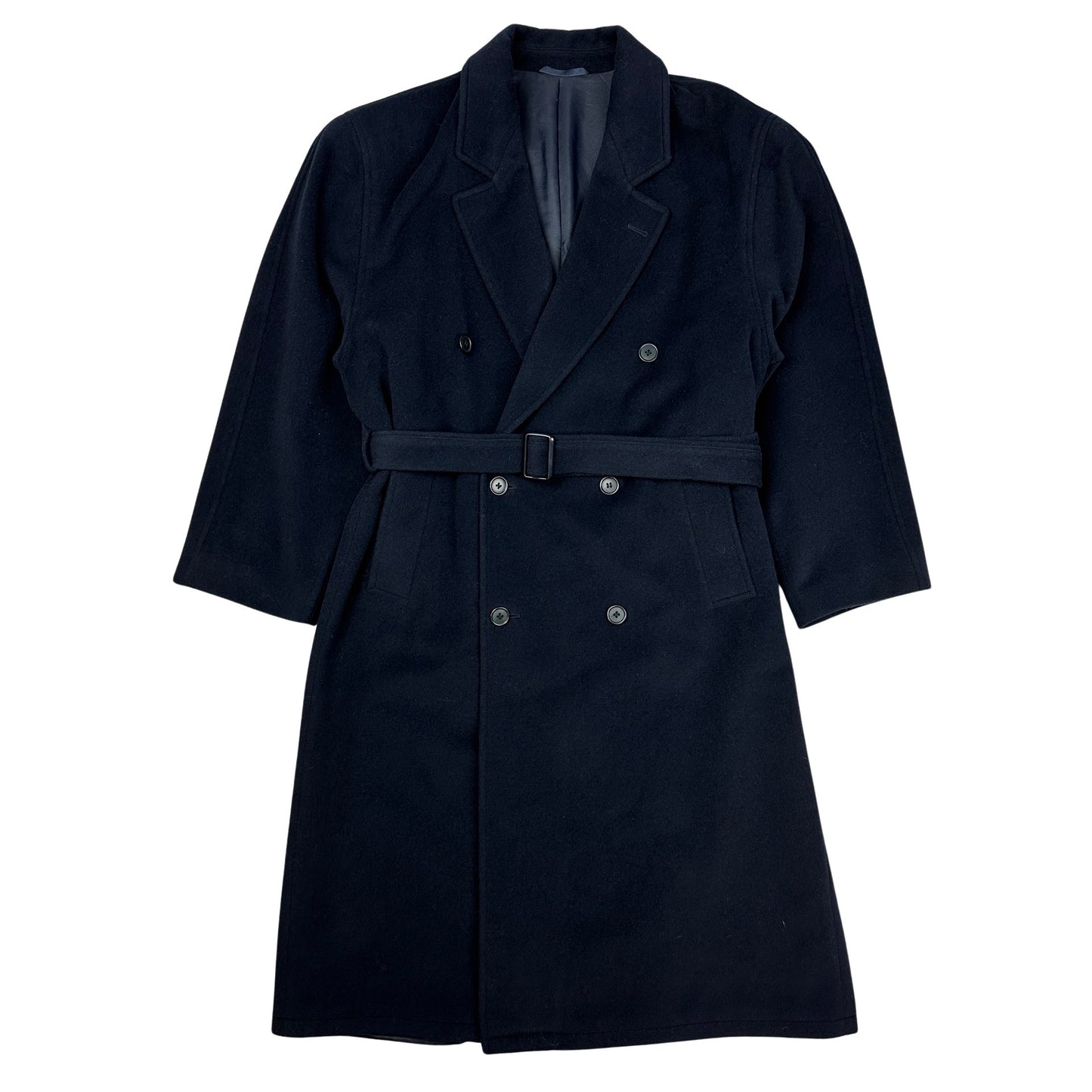 90s Vintage Navy Blue Wool Trench Coat XXL