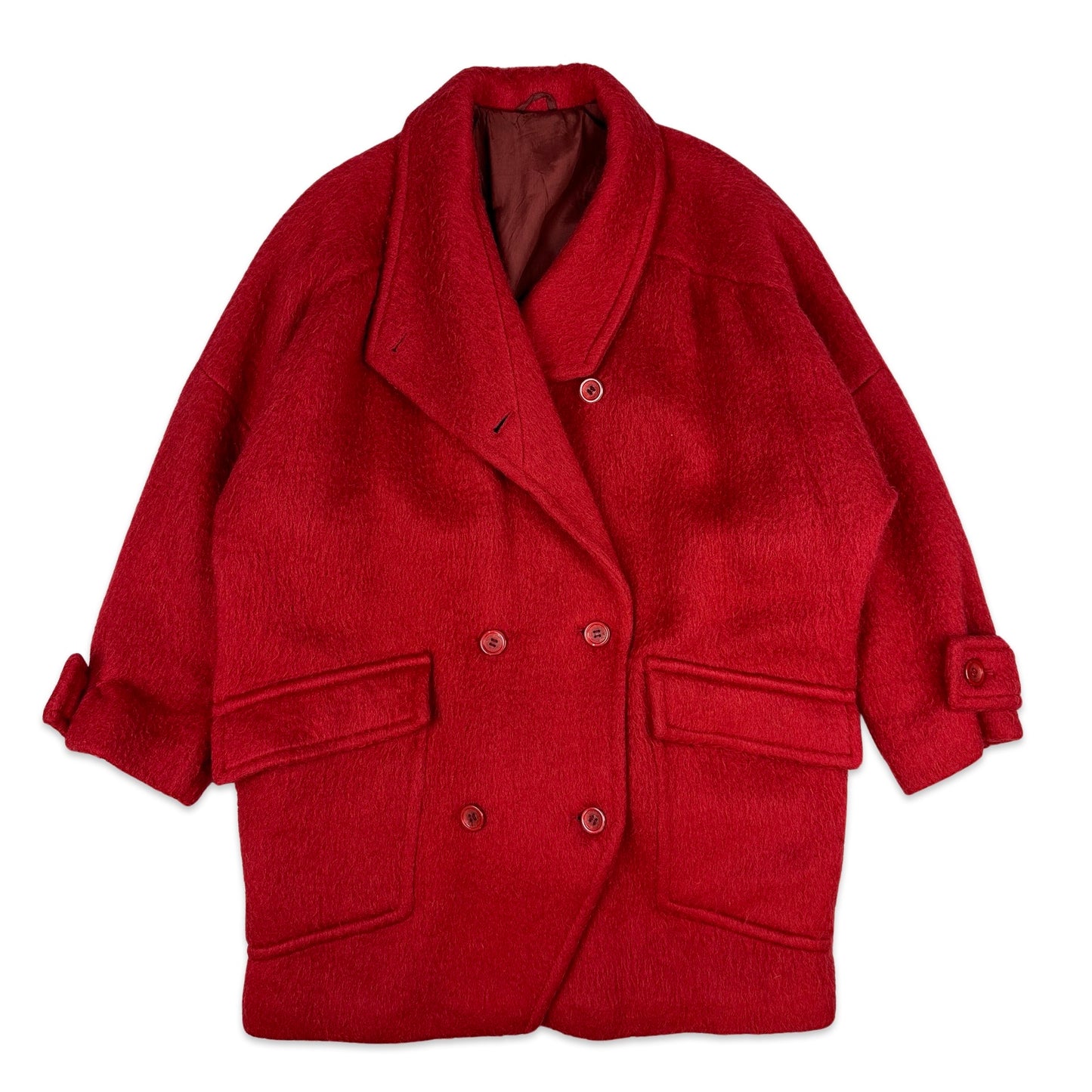 80s Vintage Red Mohair Wool Coat 18
