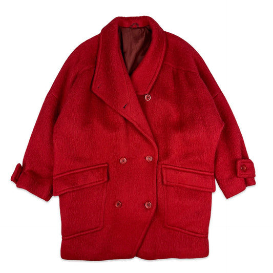 80s Vintage Red Mohair Wool Coat 18