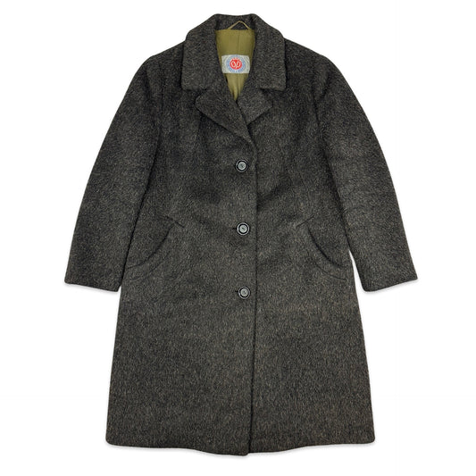 90s Vintage Brown Mohair Wool Duster Coat 10 12