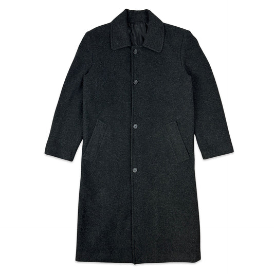 90s Vintage Grey Wool Duster Coat L