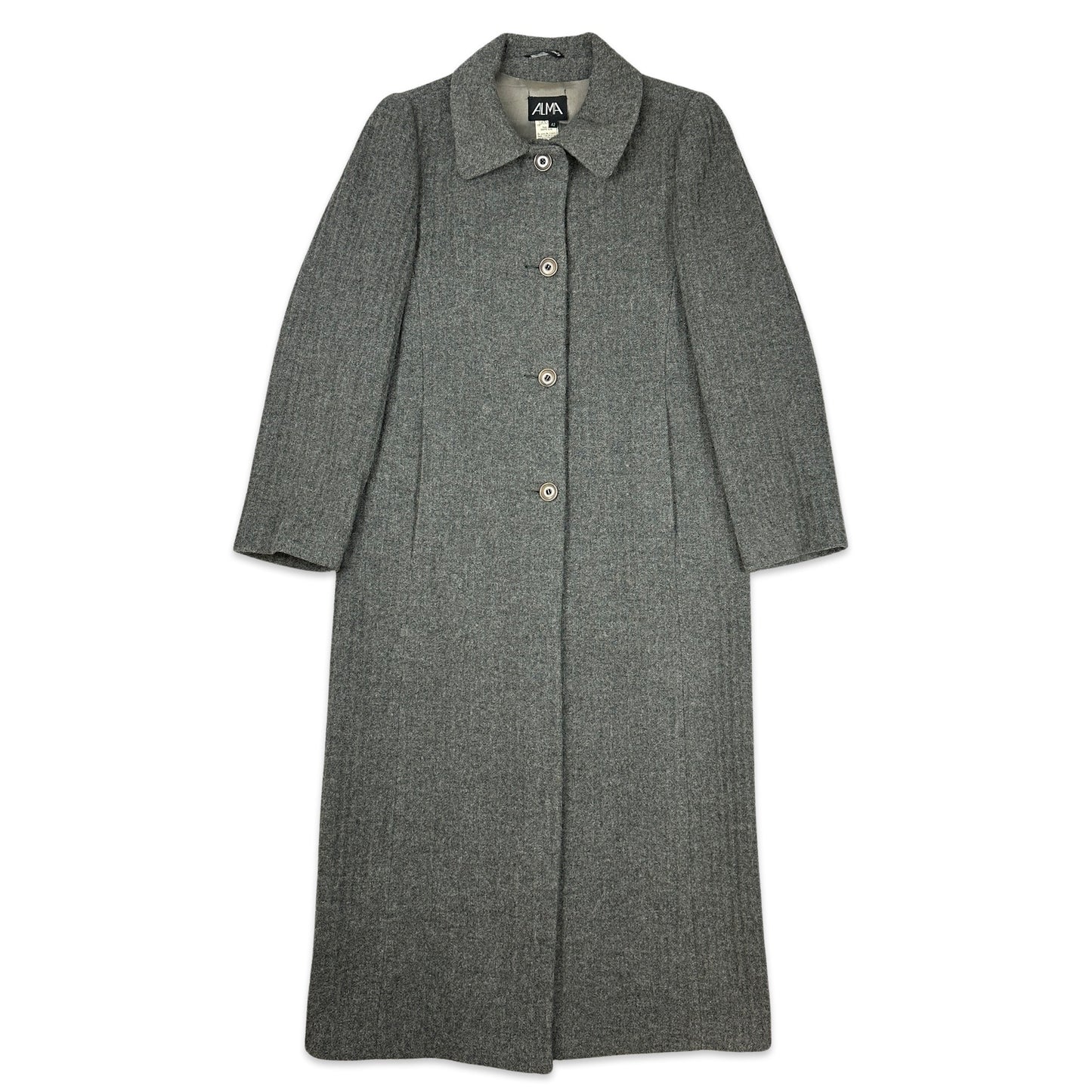 90s Vintage Grey Wool Duster Coat 10 12