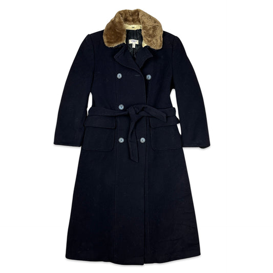 Vintage Navy Blue Wool Duster Coat 12