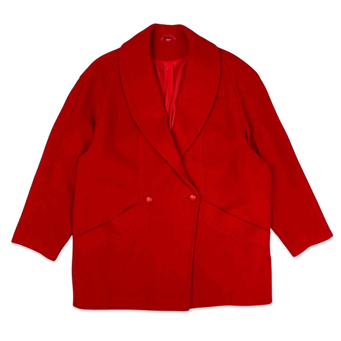 90s Vintage Red Wool Coat 16