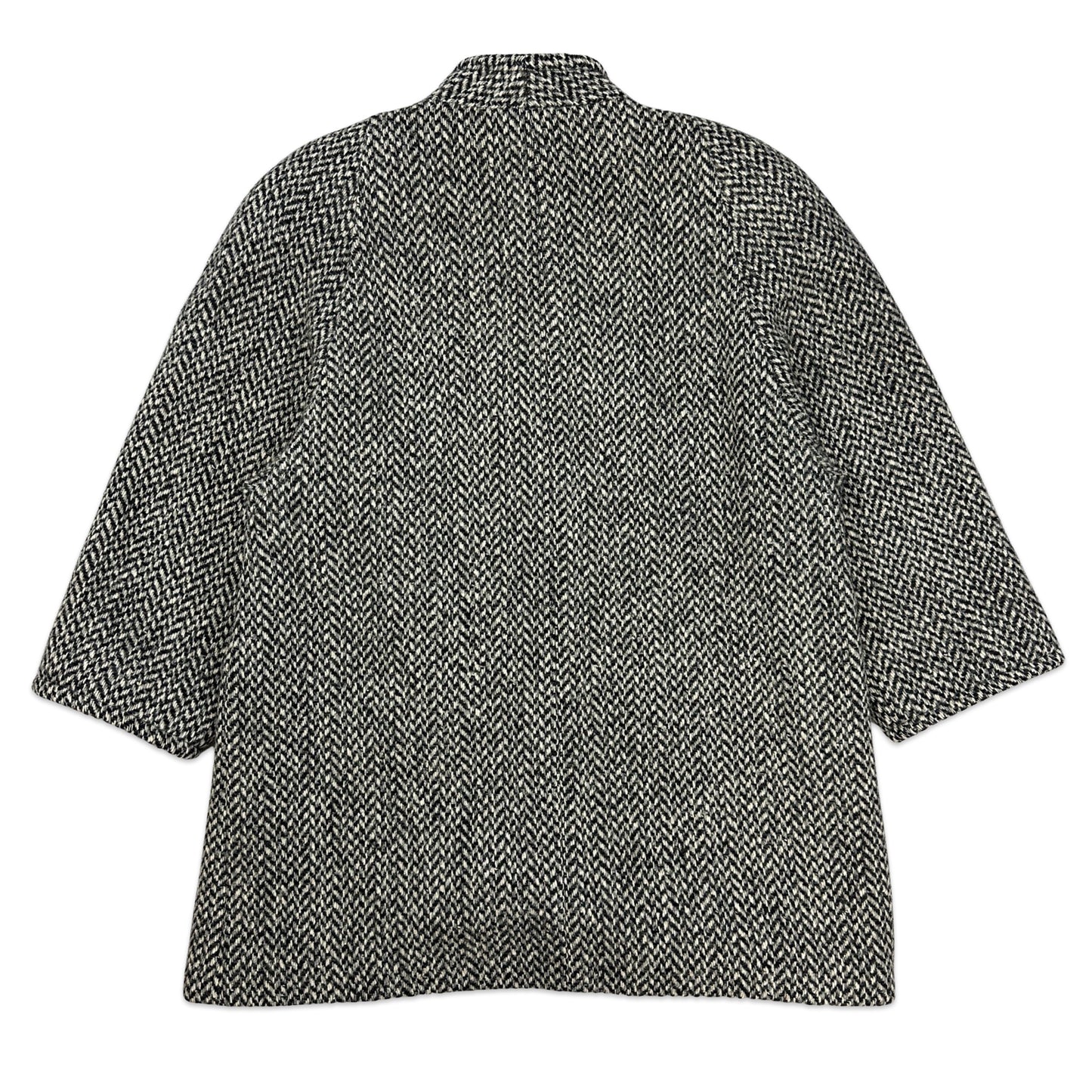 90s Vintage Black & White Tweed Wool Coat 18