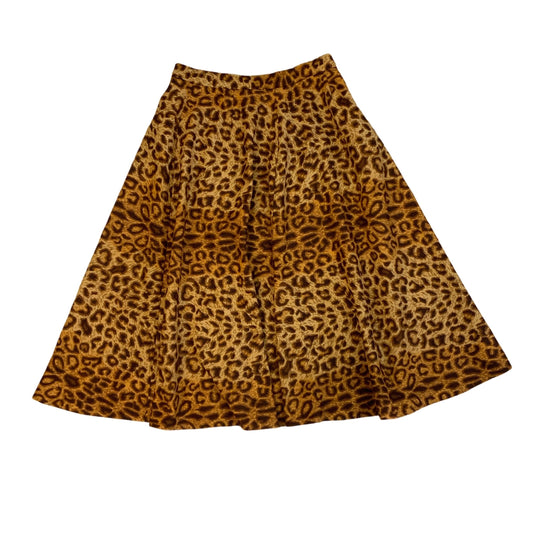 Vintage 90s Leopard Print Round Swing Midi Skirt XS 8