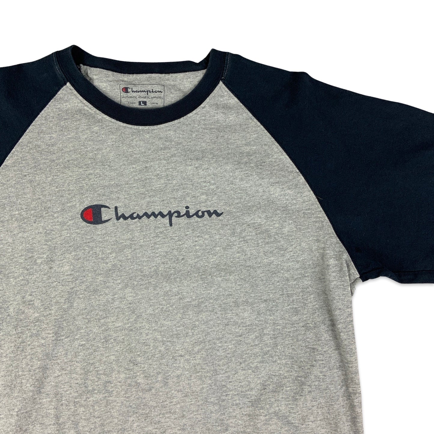 Champion Navy and Grey Long Sleeved Tee S M