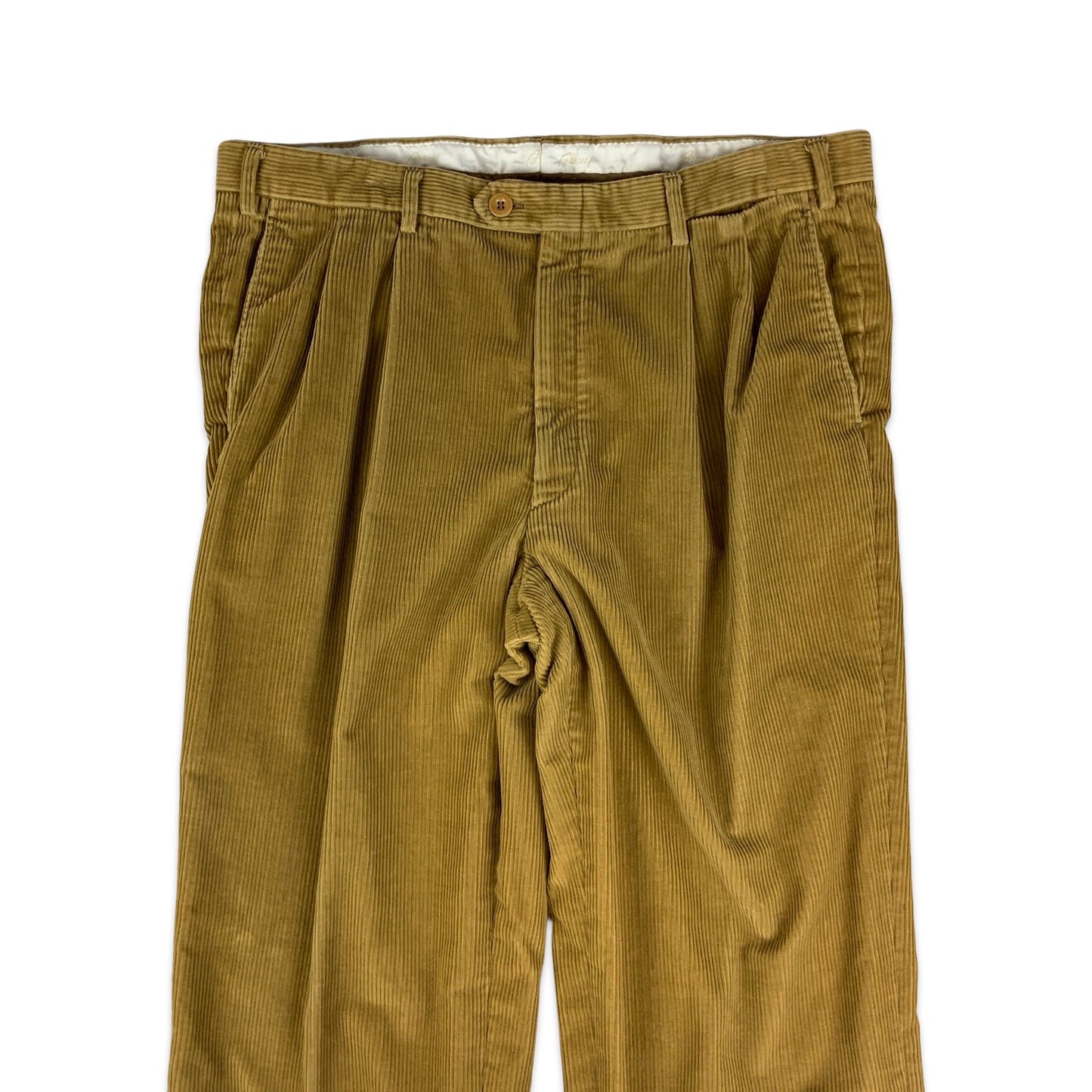 Vintage Beige Pleated Corduroy Trousers 37W 28L