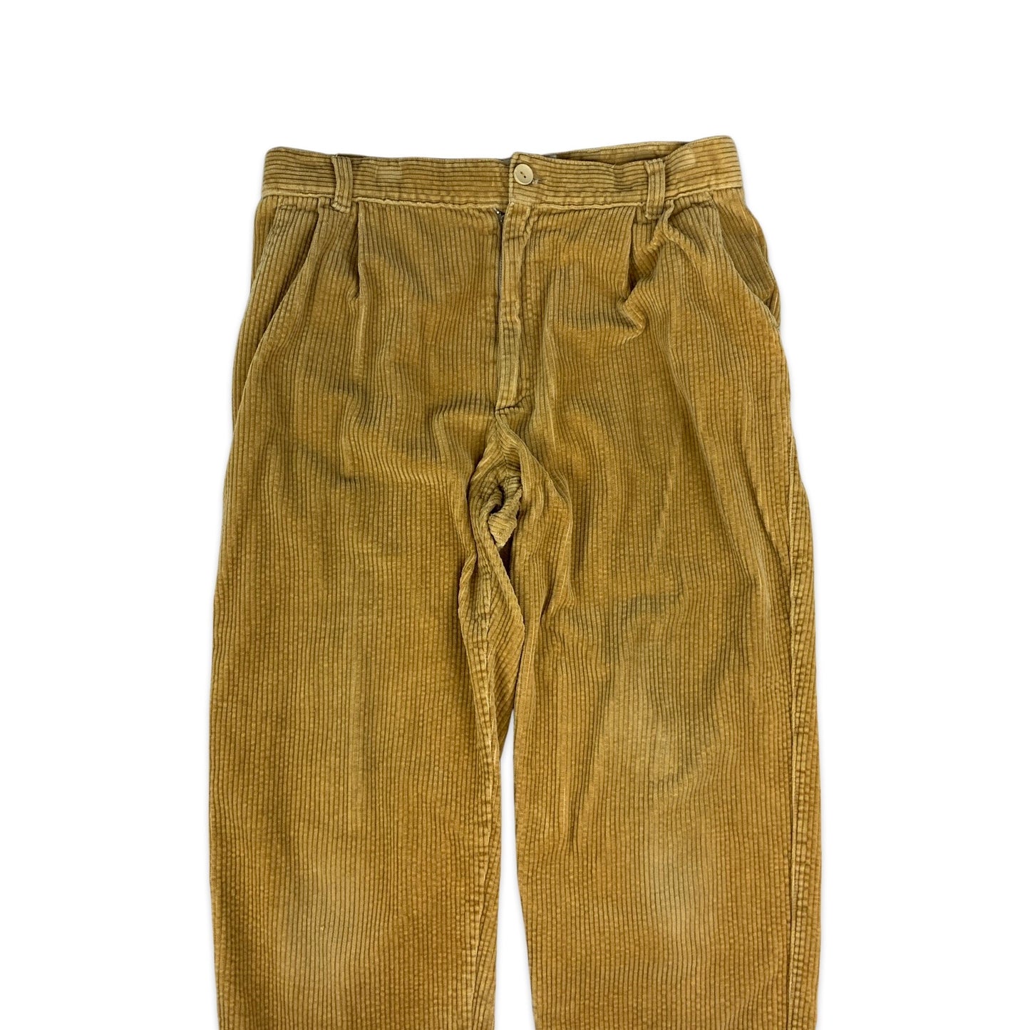 Vintage Beige Pleated Corduroy Trousers 34W 29L