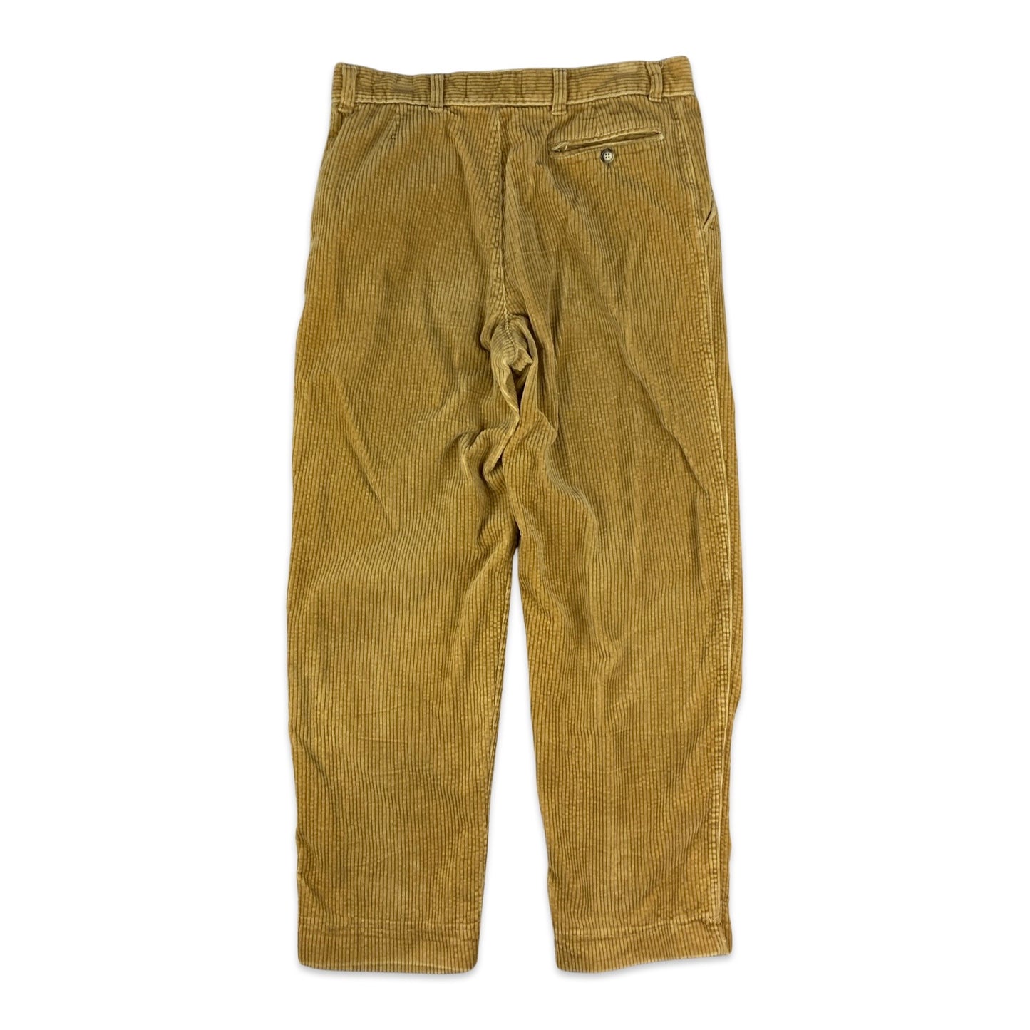 Vintage Beige Pleated Corduroy Trousers 34W 29L