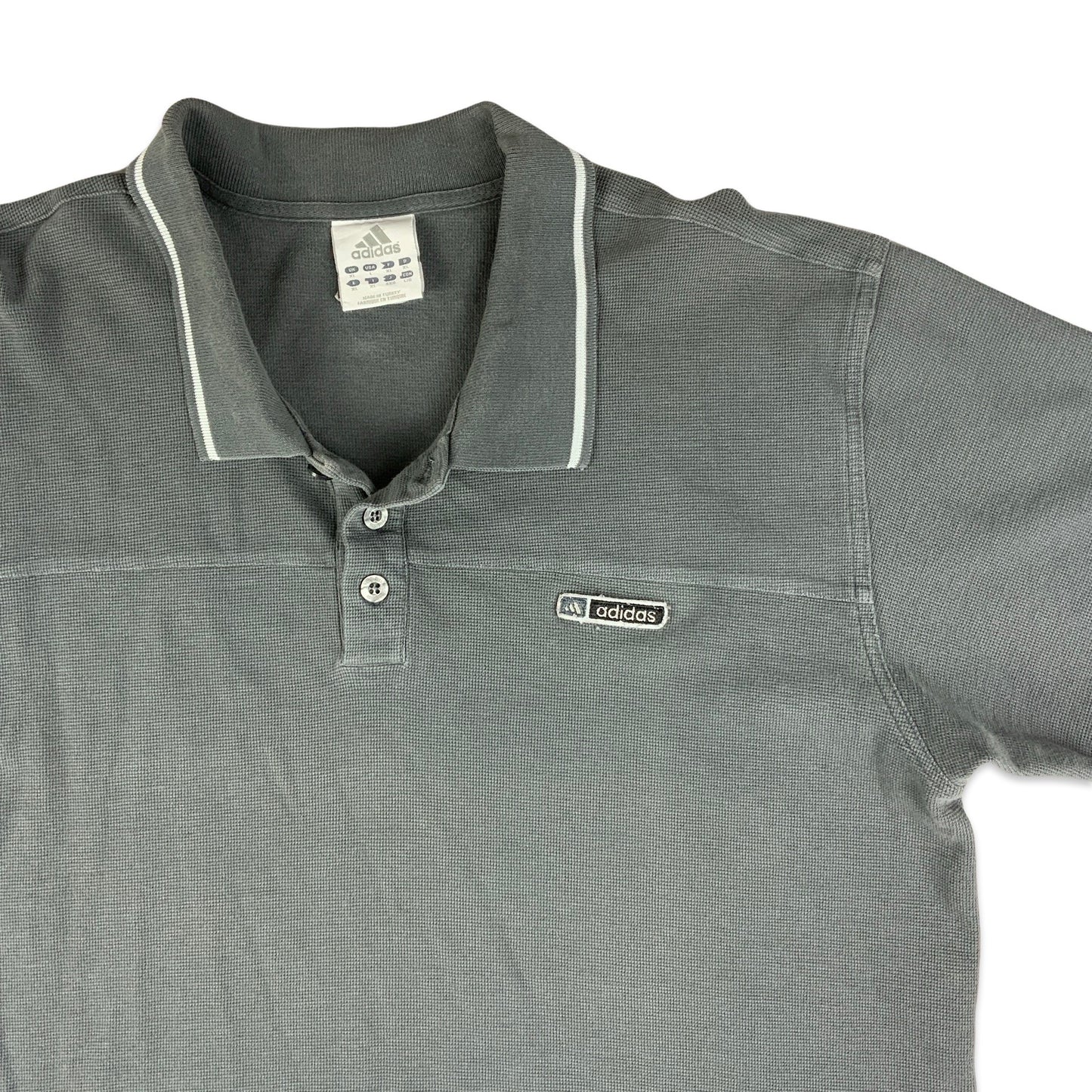 Vintage Y2K Adidas Grey Polo Shirt L XL