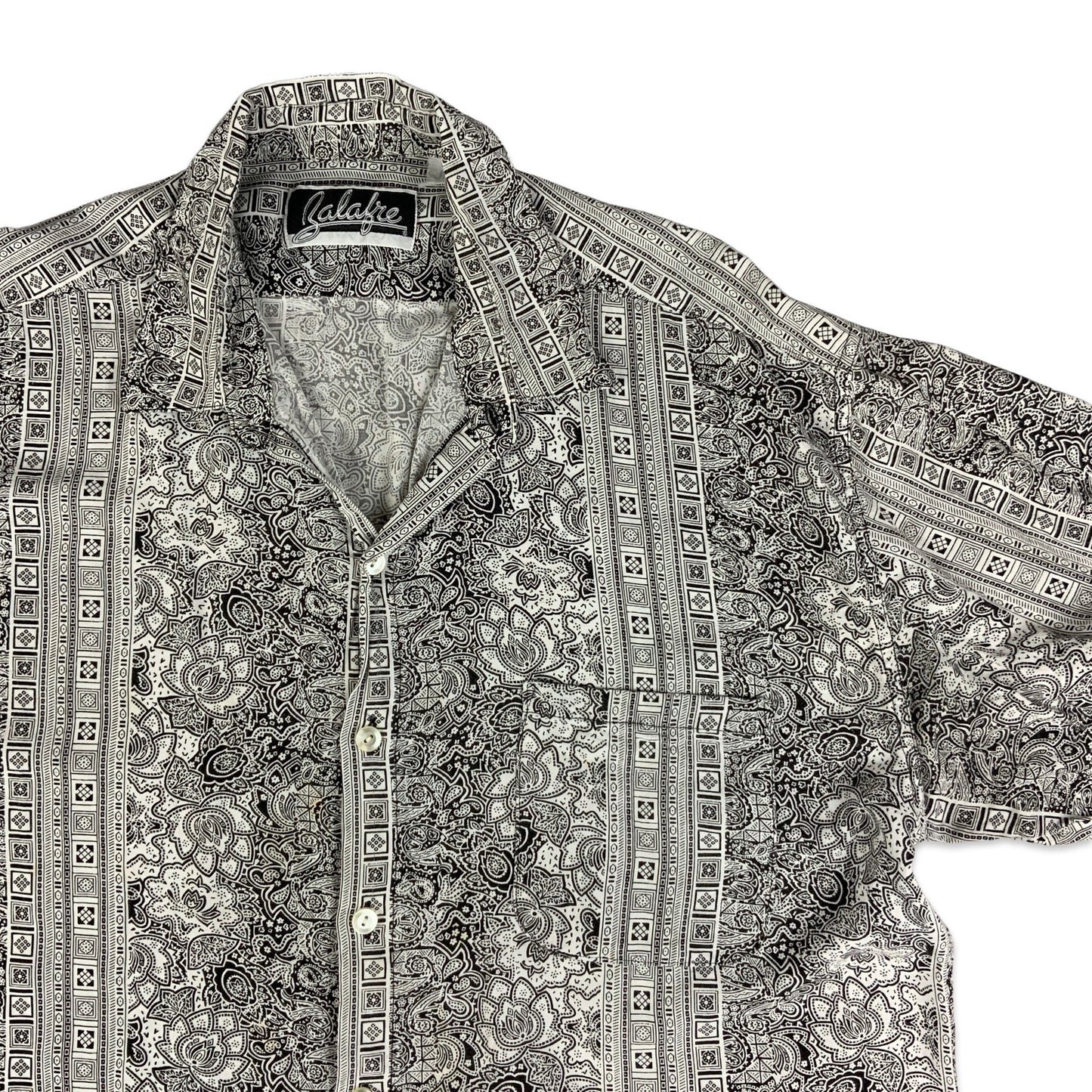 Vintage Black & White Abstract Pattern Shirt L XL