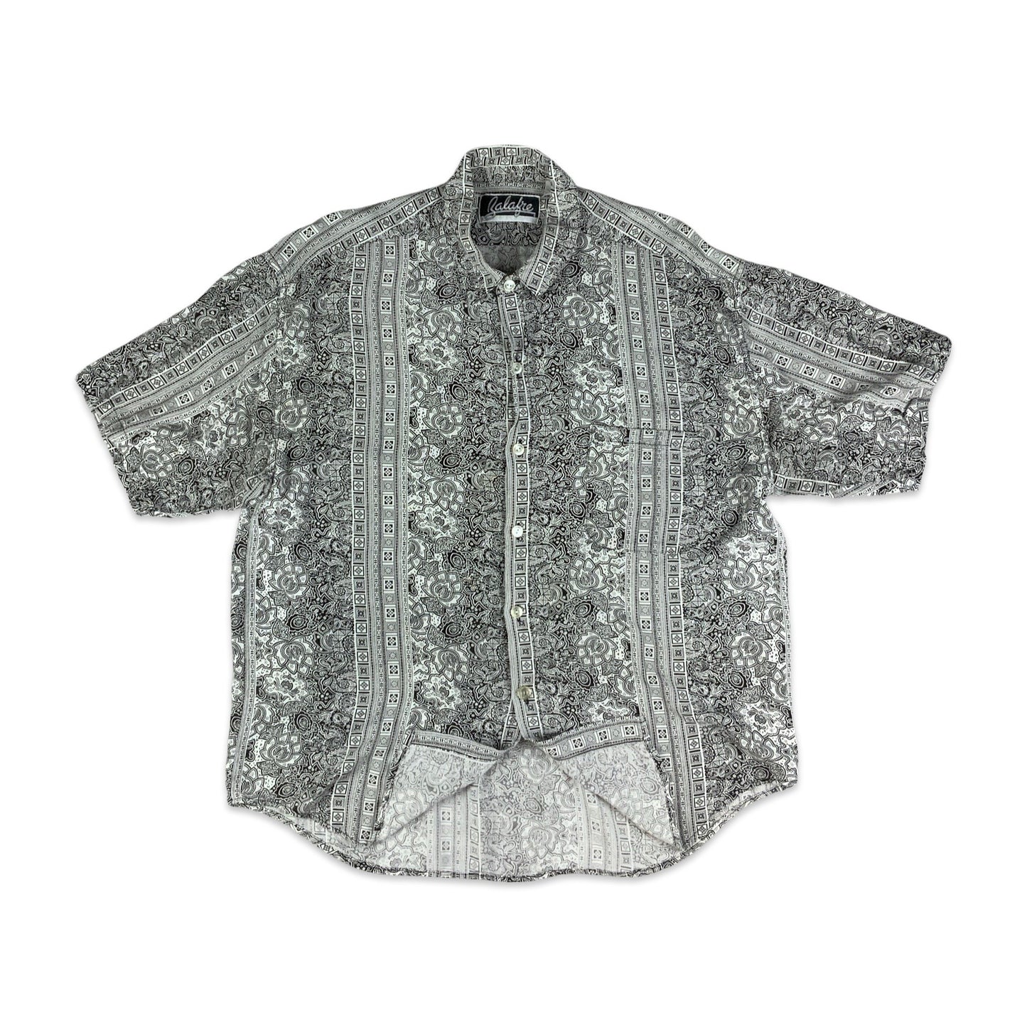 Vintage Black & White Abstract Pattern Shirt L XL