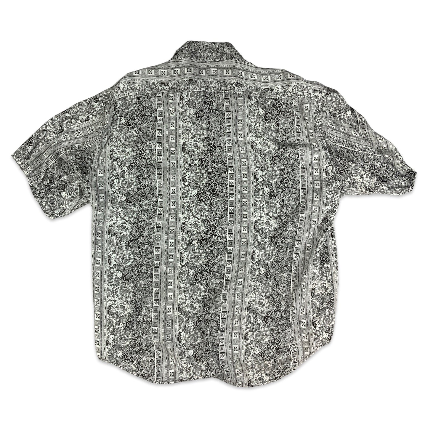 Vintage Black & White Abstract Pattern Shirt L XL