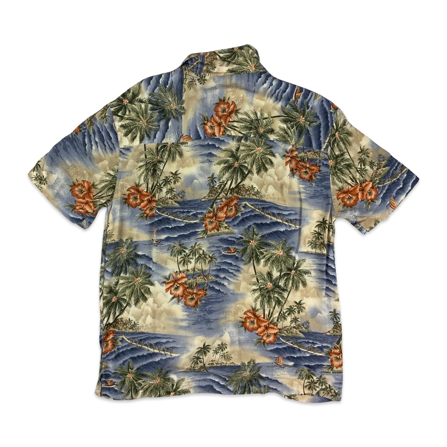 Vintage Y2K Beach Theme Print Hawaiian Shirt M L