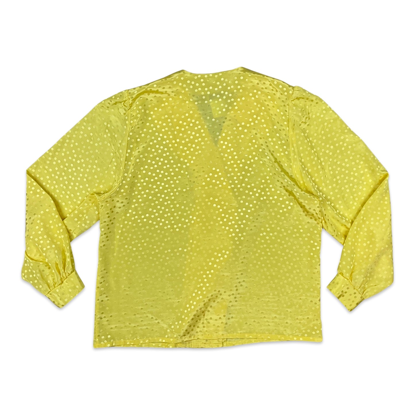 80s Vintage Yellow Polka Dot Blouse 10 12 14